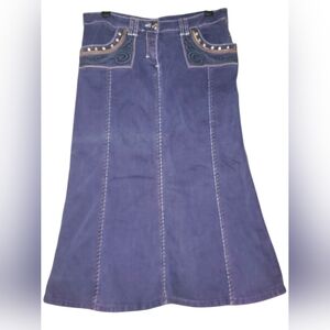 Reba Sz 8 Purple A-Line Skirt with Embellished Pocket Detail